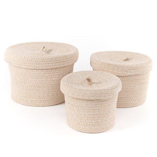 CESTA CON TAPA ALGODON NATURAL