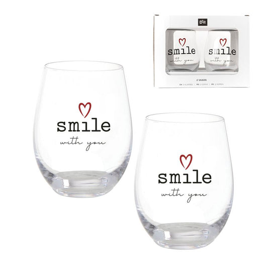 JUEGO DE 2 VASOS 500ML SMILE WITH LOVE