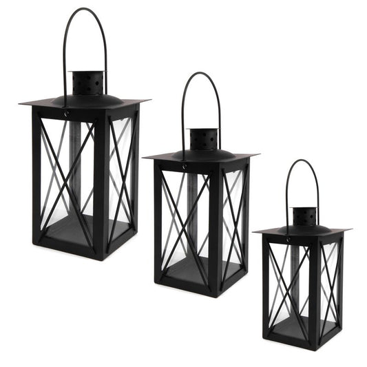 JUEGO DE 3 FAROLES NEGRO