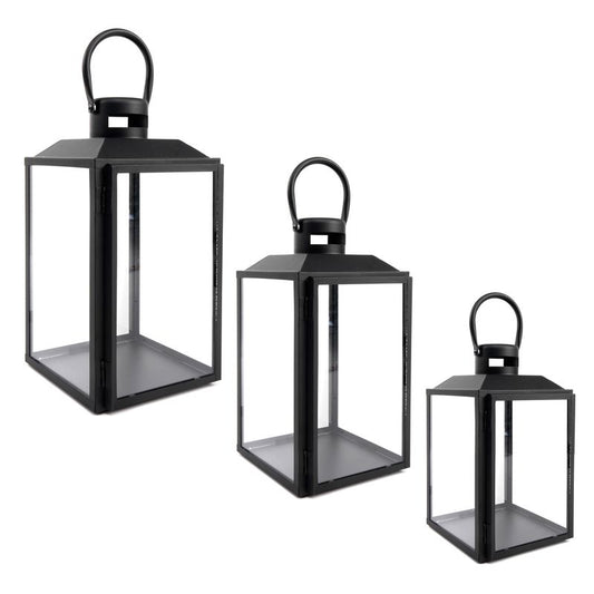 JUEGO DE 3 FAROLES NEGRO