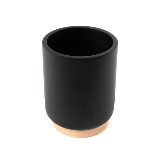 VASO BICOLOR NEGRO/MADERA