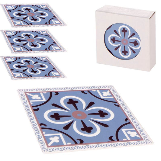 JUEGO DE 4 POSAVASOS CERAMICA HIDRAULICO