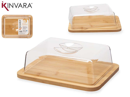 QUESERA RECTANGULAR BAMBU CON TAPA