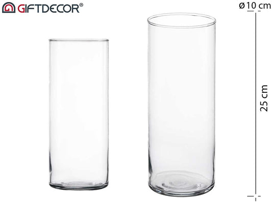 JARRÓN CRISTAL CILINDRO 25CM DIAM 10 CM